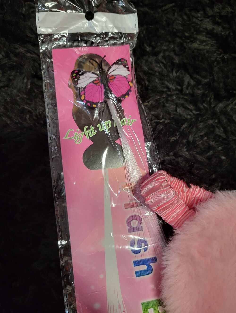 Kids Pink Plush Sleep Mask & Hair Light Clip - Picture 3 of 3